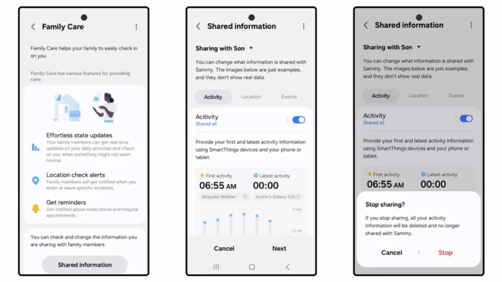 families can refine what information is shared